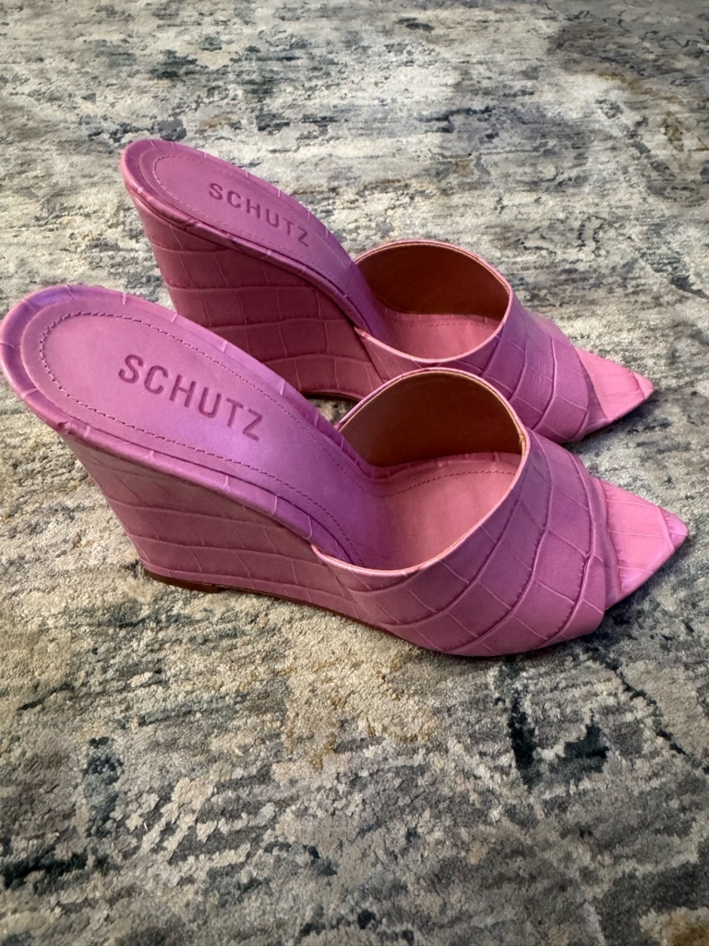 SCHUTZ 8.5 LUCIMARA COUROS/ROSA WIDE CROCO/CLUB ROSE - Picture 3 of 8